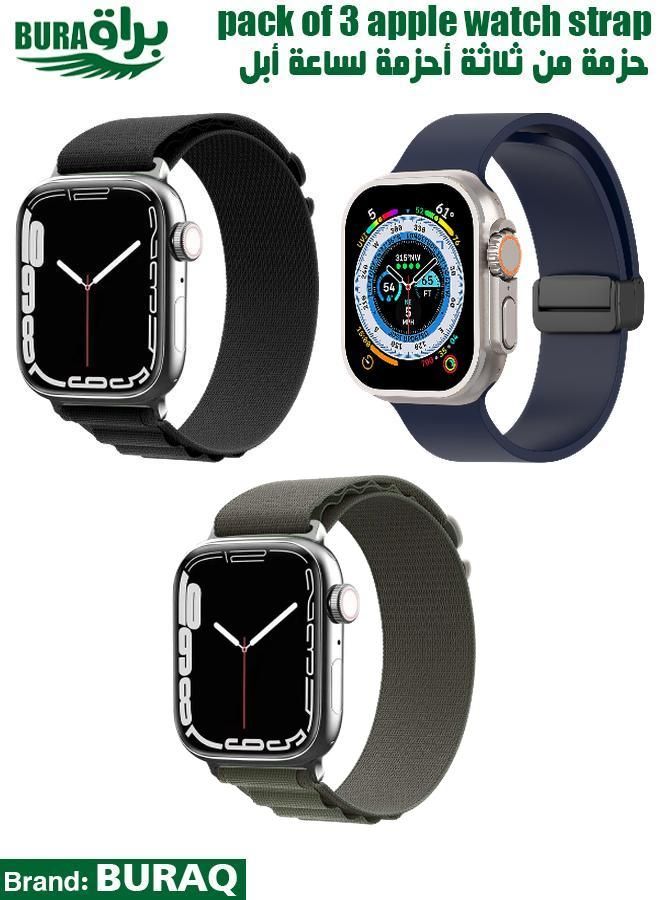 BURAQ Apple Watch Band Strap For Apple Watch Ultra 2/Ultra 49mm, Series 10 46mm, 9/8/7 45mm, SE2/SE/6/5/4 44mm, 3/2/1 42mm