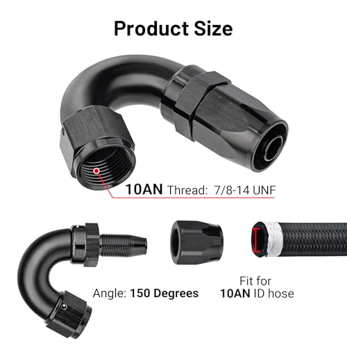 EVIL ENERGY 10AN 150 Degree One Piece Full Flow Hose End Fitting Swivel for CPE Braided Hose - Image 3