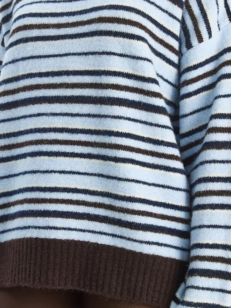 Bianco Lucci Brown LUCCI Oversized Striped Knit Sweater for Women | Best Price UAE