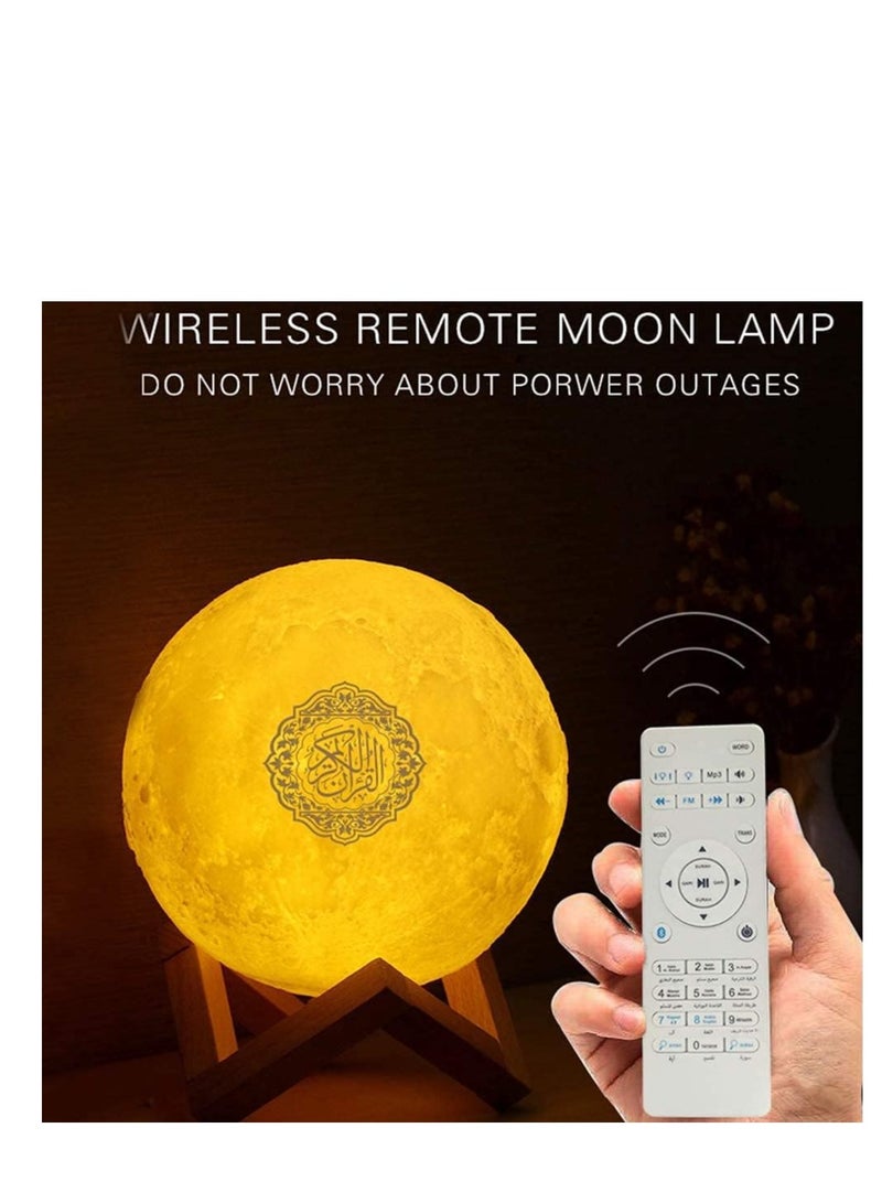 مكبر صوت للقرآن مزود بمصباح قمري مع جهاز تحكم عن بعد وكابل USB أبيض/بيج - Image 3