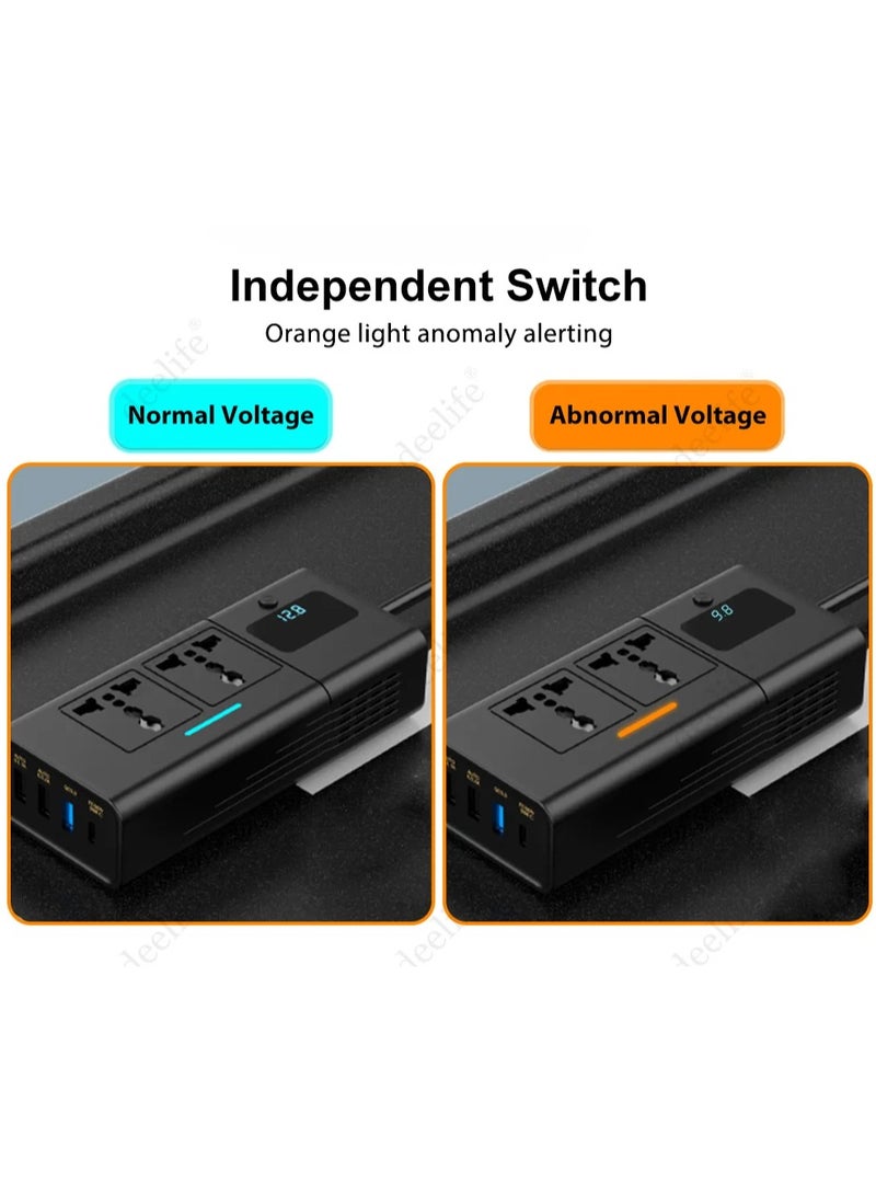 جديد محول سيارة 200 واط 12V DC إلى 220V AC شاشة LED 4 منافذ USB موجة جيبية نقية شحن سريع شاحن محول سيارة - Image 4