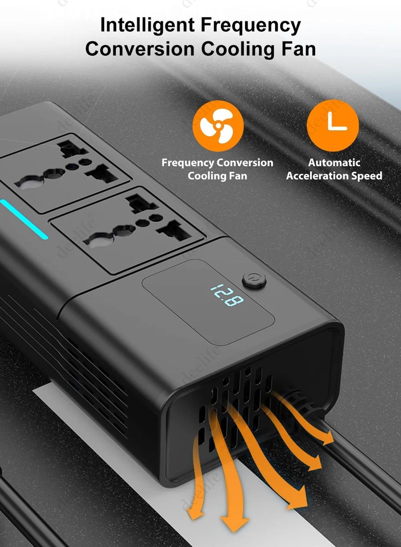 جديد محول سيارة 200 واط 12V DC إلى 220V AC شاشة LED 4 منافذ USB موجة جيبية نقية شحن سريع شاحن محول سيارة - Image 5