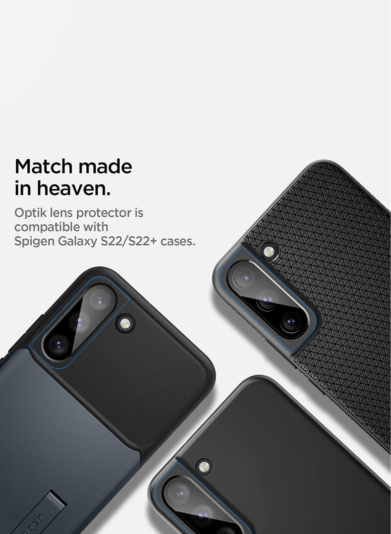 Spigen Glastr Optik Camera Lens Screen Protector 2 Pack for Samsung Galaxy S22 PLUS and Galaxy S22 - Black - Image 3