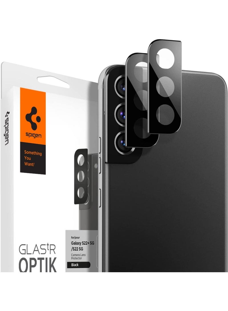 Spigen Glastr Optik Camera Lens Screen Protector 2 Pack for Samsung Galaxy S22 PLUS and Galaxy S22 - Black - Image 1