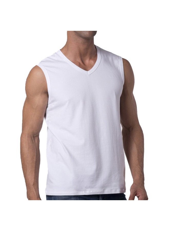 Y2Y2 Men's Sleeveless V-Neck T-Shirt, White, Big and Tall 5XL (62"-64") - Image 3