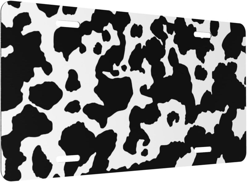 Animal Skin Cow Front License Plate for Women Men Funny Car License Plates with 4 Holes Aluminum Metal Novelty Vanity Tag Cover Rust-Proof Us Canada Car Decor Accessory 6 * 12 Inches 648 - Image 2