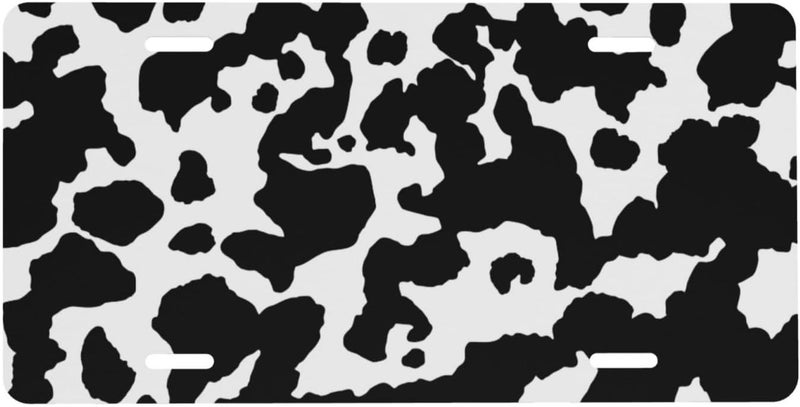 Animal Skin Cow Front License Plate for Women Men Funny Car License Plates with 4 Holes Aluminum Metal Novelty Vanity Tag Cover Rust-Proof Us Canada Car Decor Accessory 6 * 12 Inches 648 - Image 1