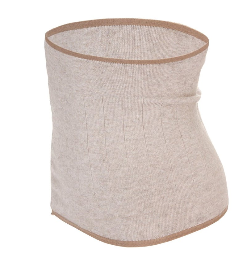 QCHOMEE Themal Therapy Knit Kidney Warmer Abdominal Binder Stomach Lumbar Lower Back Support Brace Slim Waist Trimmer Wrap Belt Postpartum Belly Band Warm Kidney Pain Relief Khaki M for waist girth 5790CM - Image 1