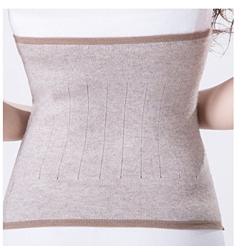 QCHOMEE Themal Therapy Knit Kidney Warmer Abdominal Binder Stomach Lumbar Lower Back Support Brace Slim Waist Trimmer Wrap Belt Postpartum Belly Band Warm Kidney Pain Relief Khaki M for waist girth 5790CM - Image 4
