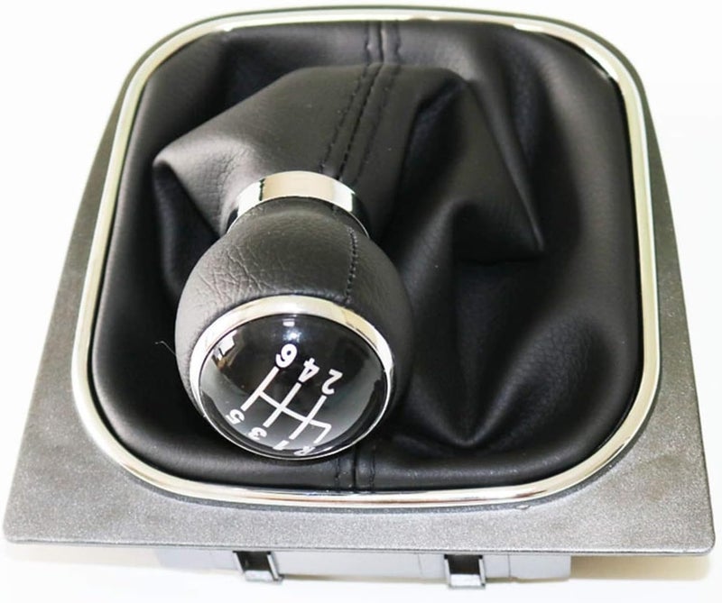 QASULER 6 Speed Car PU Leather Shift Gear Knob - Image 1