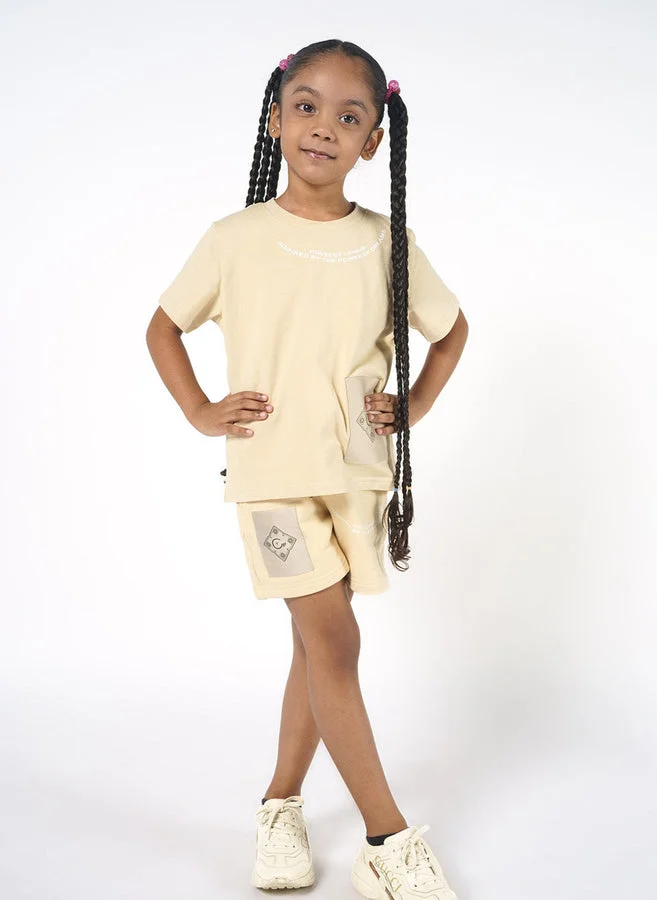 House Of Cenmar Beige T-Shirt With Power Of Dreams Print