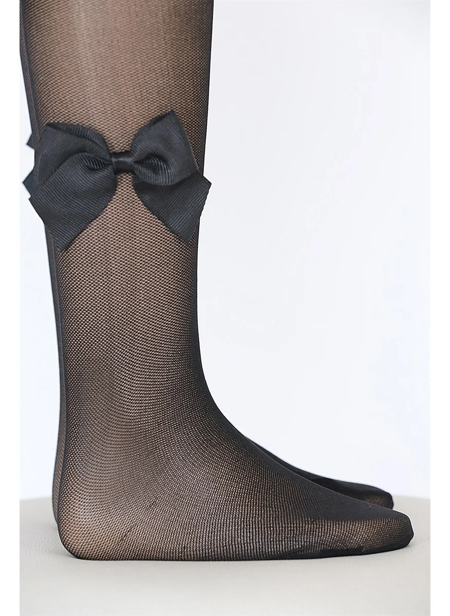 DayMod Tulle Fishnet Bow Kids Tights