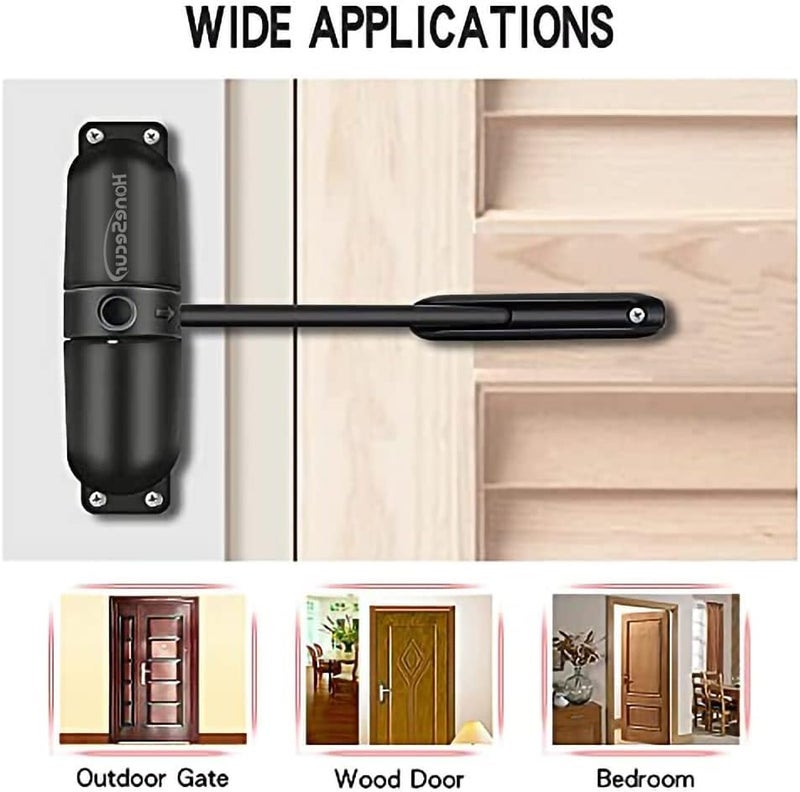 HoneSecur Safety Spring Door Closers, Adjustable Closing Hinge, Automatic Stopper Fire Rated, Convert Hinged Doors to Self Closing - Black - Image 5
