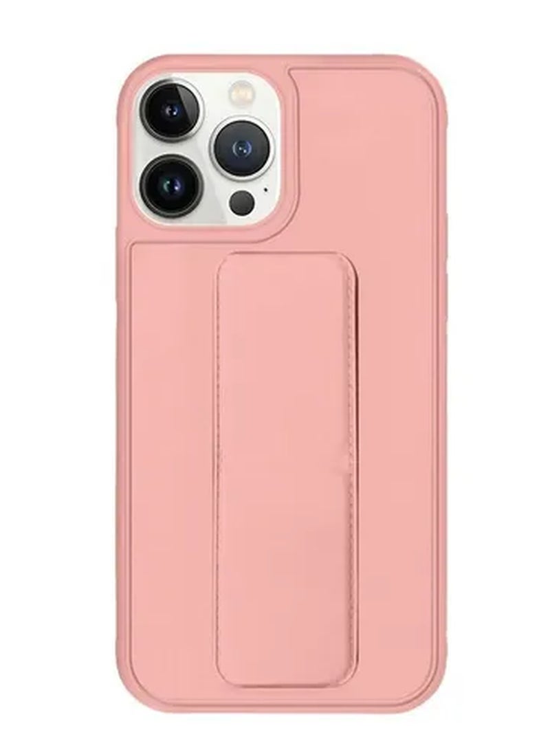 جراب بقبضة يد مغناطيسية قابلة للطي مع حزام معصم بقبضة الإصبع لهاتف Apple iPhone 14 Pro 6.1 بوصة وردي فاتح - Image 4