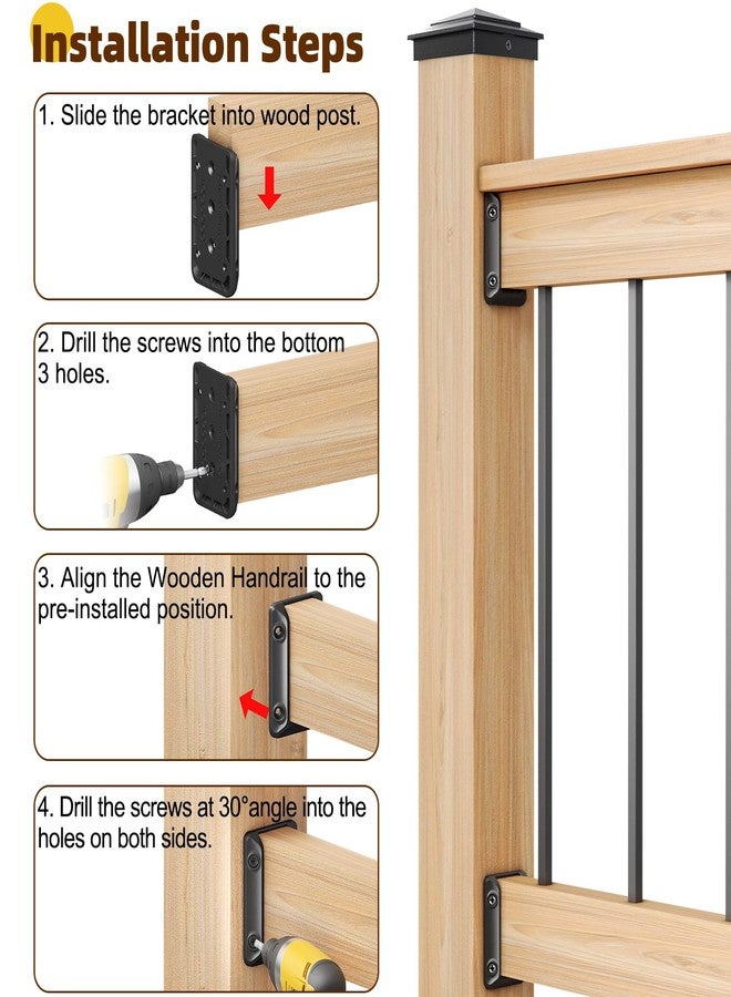 Toscoco 30pcs Deck Railing Bracket Connectors, 2x4 (1.5’’x3.5’’) Brackets for Wood Deck Railing Post, Railing Connectors for Handrail with Reinforced Screws and a Drill Bit, Fence Railing Brackets - Image 4
