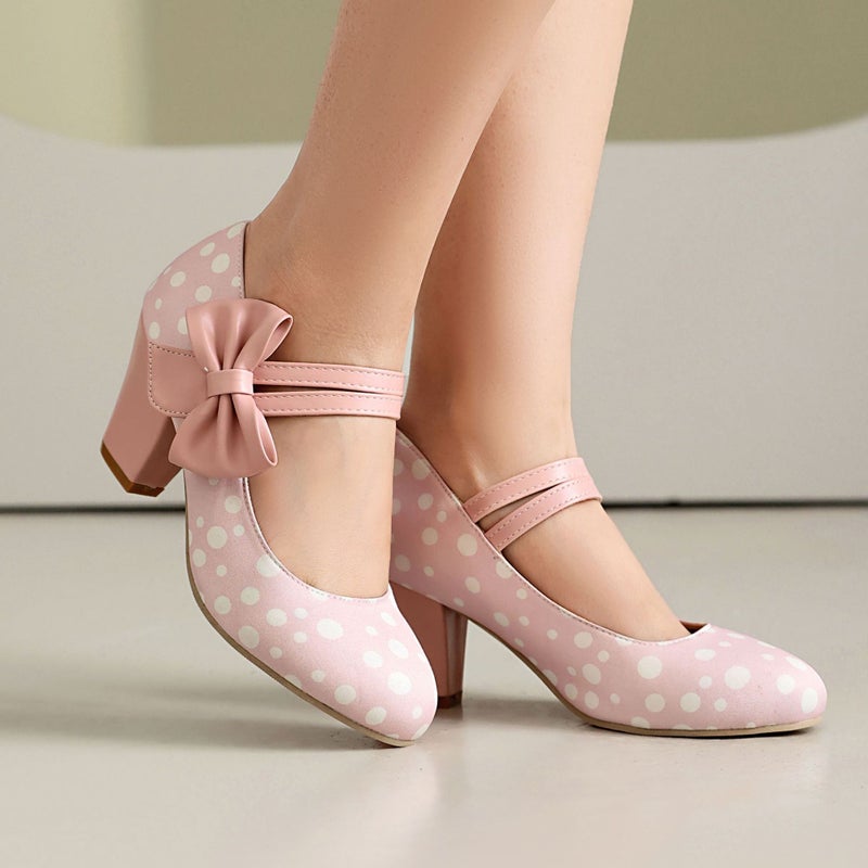 Spring 2025 Single Sweet Bow High Heel 32-48 Size Shallow Mouth Wave Point Ladies Shoes - Image 3