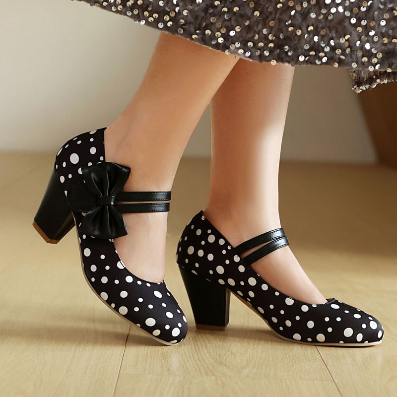 Spring 2025 Single Sweet Bow High Heel 32-48 Size Shallow Mouth Wave Point Ladies Shoes - Image 4