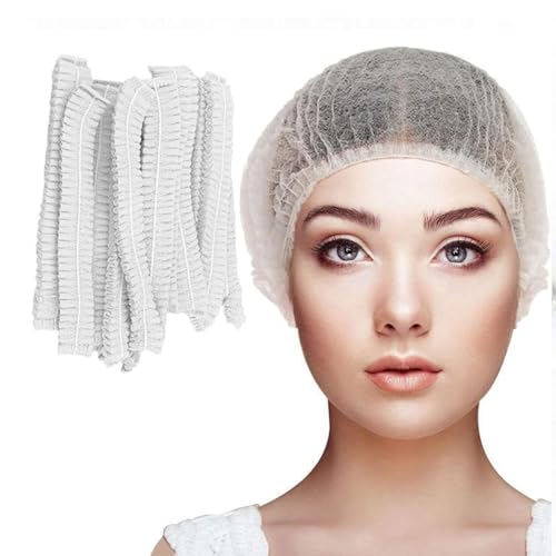JASMINE & GLORY Premium Disposable Bouffant Caps | White Hair Cover with Elastic Band | Hygienic Head Protection for Salons, Spas, Kitchens | Universal Fit | Bulk Pack (100 Pcs) - Image 1
