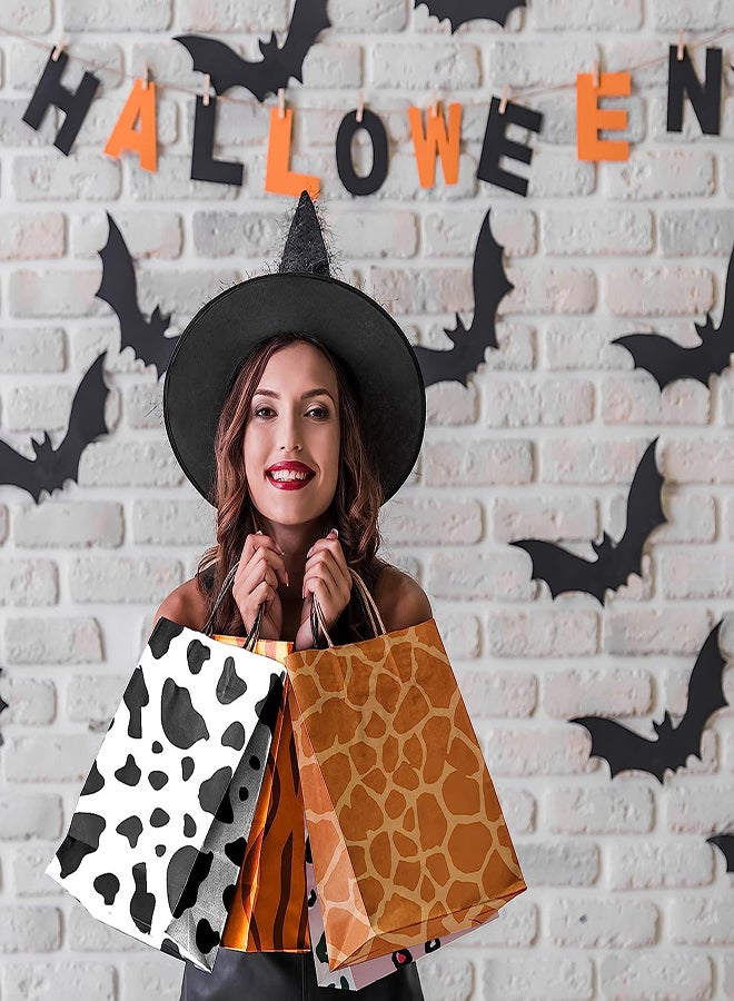 SYOSI أكياس هدايا من ورق الكرافت، 24 قطعة من أكياس الحلوى المطبوعة بطبعات حيوانات السفاري في الغابة مع مقابض، أكياس هدايا مطبوعة بطبعات الفهد، أكياس هدايا للحفلات لمستلزمات حفلات أعياد الميلاد ذات الطابع السفاري، بيع التجزئة للسلع - Image 5