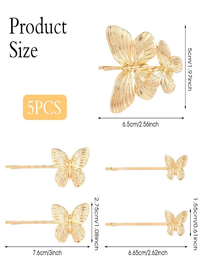 Ymapinc Gold Butterfly Hair Clips, 5Pcs Hair Pins Styling Accessories for Women Wedding Engagement Party Dating Prom Dress Gifts for Mother - Image 2