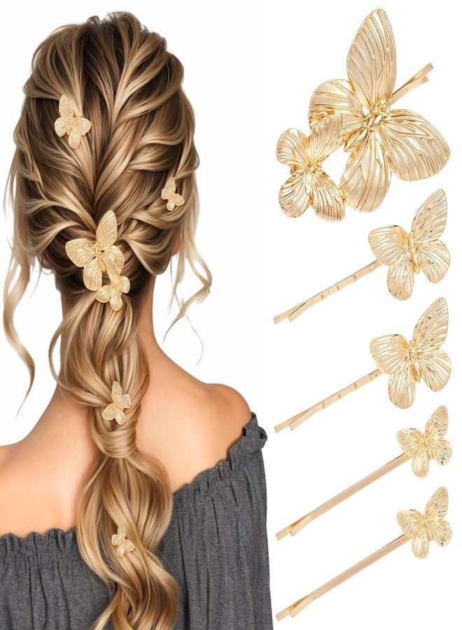 Ymapinc Gold Butterfly Hair Clips, 5Pcs Hair Pins Styling Accessories for Women Wedding Engagement Party Dating Prom Dress Gifts for Mother - Image 1