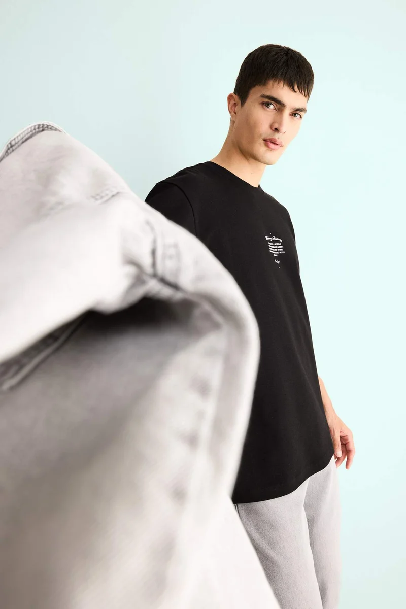 Defacto  Regular Fit Crew Neck Printed Short Sleeve T-Shirt for Men | Best Price UAE
