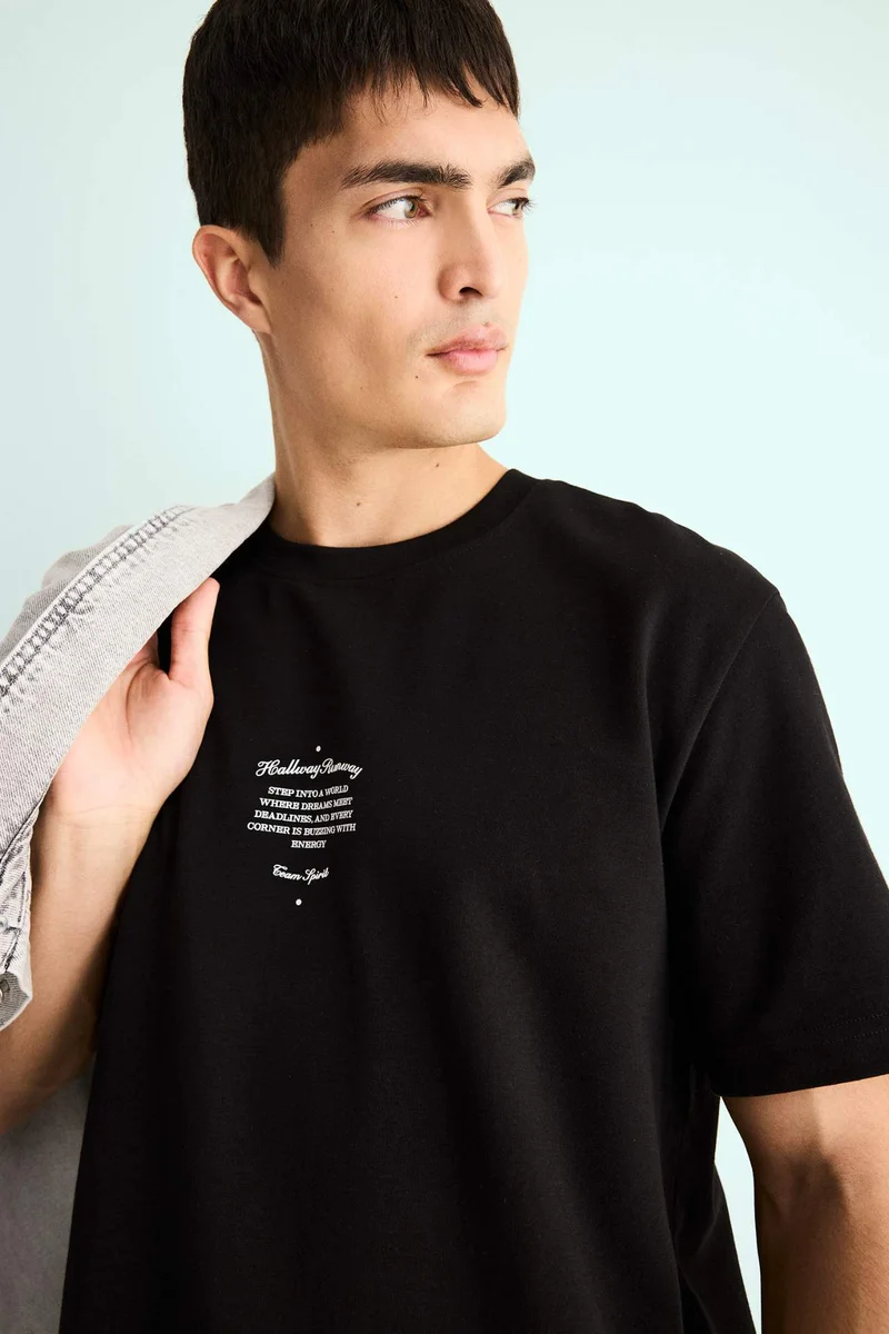 Defacto  Regular Fit Crew Neck Printed Short Sleeve T-Shirt for Men | Best Price UAE