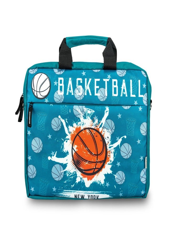 Echo Boomers Basket Ball Printed Blue Colour Multi Pocket Sling Laptop Bag with Detachable Strap - Image 1