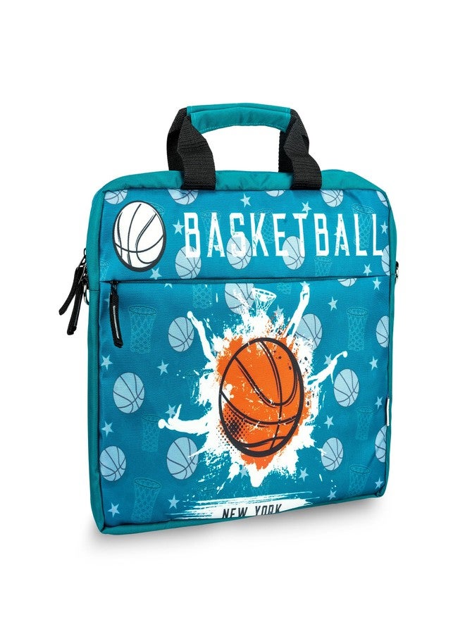 Echo Boomers Basket Ball Printed Blue Colour Multi Pocket Sling Laptop Bag with Detachable Strap - Image 2