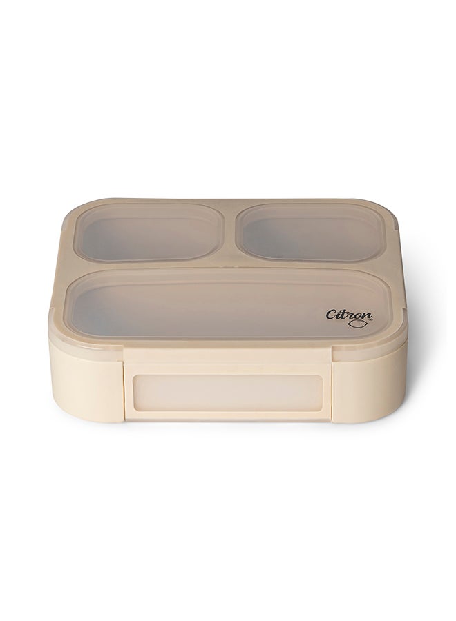Citron Bento Lunchbox Comes With Fork And Spoon, Snack And Portion Control Containers For Kids And Adults, Leakproof And Bpa Free - Beige - Image 3