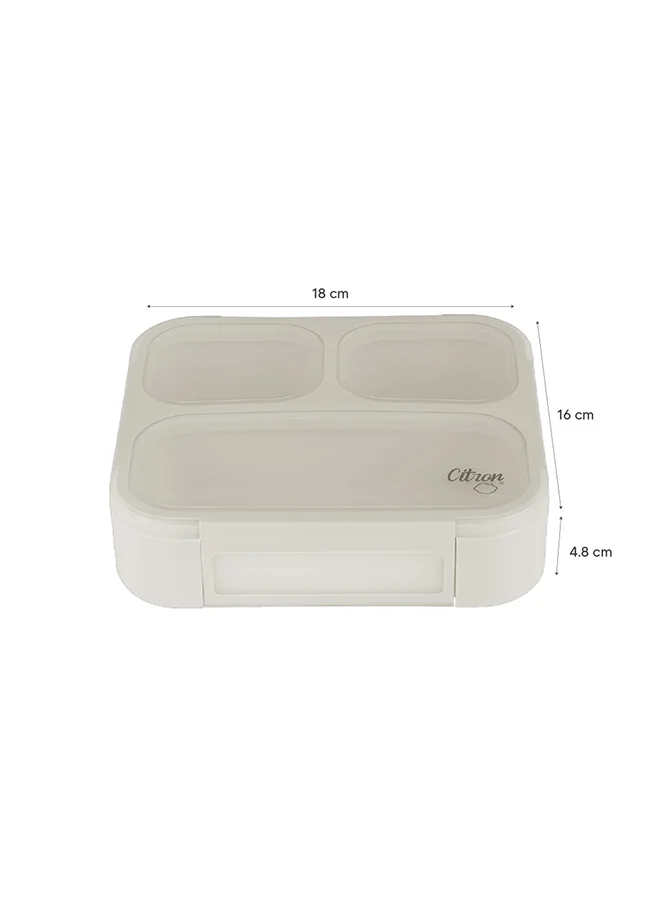 Citron Bento Lunchbox Comes With Fork And Spoon, Snack And Portion Control Containers For Kids And Adults, Leakproof And Bpa Free - Beige
