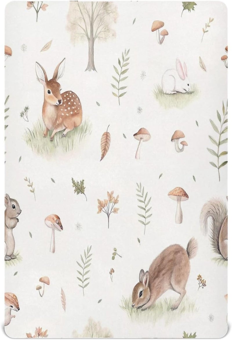 Woodland Animals Crib Sheets for Boys Girls Ultra Soft Breathable Baby Crib Sheet Fitted Crib Sheets for Standard Size Crib and Toddler Mattresses, 39 x 27 Inch - Image 1