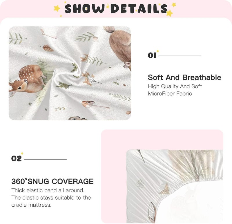 Woodland Animals Crib Sheets for Boys Girls Ultra Soft Breathable Baby Crib Sheet Fitted Crib Sheets for Standard Size Crib and Toddler Mattresses, 39 x 27 Inch - Image 5