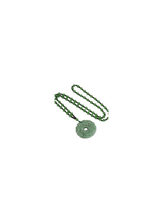 Mnyixsi Fashion Feng Shui Pixiu Jade Pendant Necklace for Men Women, Handmade Carved Dainty Chunky Natural Green Jade Jewelry, Vintage Good Luck Amulet, Hetian Peace Buckle Statement Necklace - Image 1