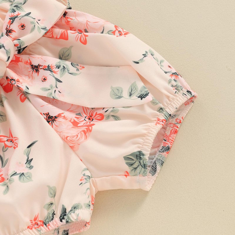 wybzd Baby Girl Newborn Outfit Hello Im New Here Clothes Ribbed Ruffle Romper Top Floral Summer Shorts Set (A New Here Shorts Set, Newborn) - Image 5