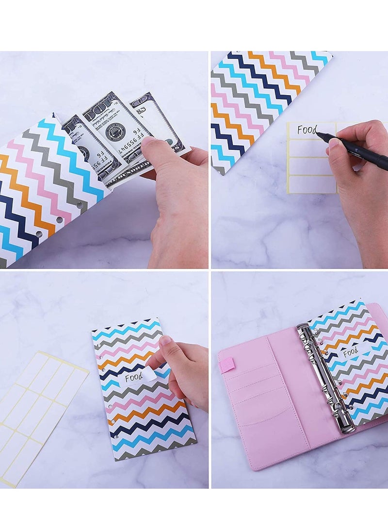 27 Pcs A6 PU Leather Binder Budget Cash Envelopes System  Planner Organizer, Money, Expense Sheets and Labels , Pink