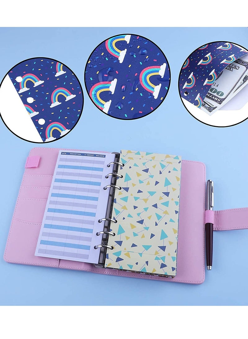 27 Pcs A6 PU Leather Binder Budget Cash Envelopes System  Planner Organizer, Money, Expense Sheets and Labels , Pink