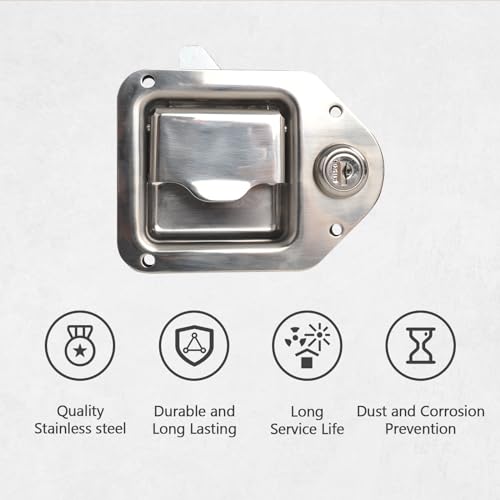 FGJQEFG Truck Tool Box Lock Handle-Tool Box Replacement Latch-Stainless Steel Truck Tool Box Latch Paddle Lock Replacement Handle 4-3/8''inch x 3-1/4''inch for Trailer Door RV Camper (2PCS) - Image 4