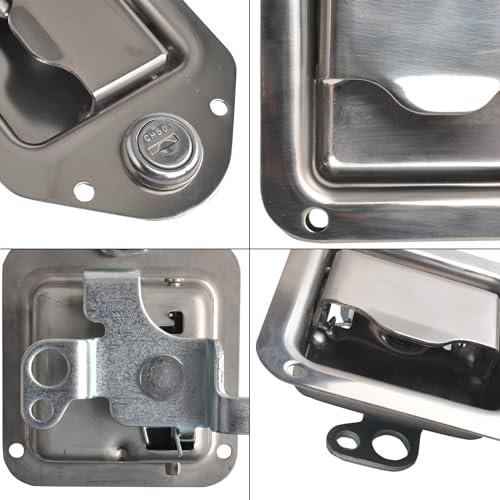 FGJQEFG Truck Tool Box Lock Handle-Tool Box Replacement Latch-Stainless Steel Truck Tool Box Latch Paddle Lock Replacement Handle 4-3/8''inch x 3-1/4''inch for Trailer Door RV Camper (2PCS) - Image 3