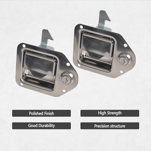 FGJQEFG Truck Tool Box Lock Handle-Tool Box Replacement Latch-Stainless Steel Truck Tool Box Latch Paddle Lock Replacement Handle 4-3/8''inch x 3-1/4''inch for Trailer Door RV Camper (2PCS) - Image 5