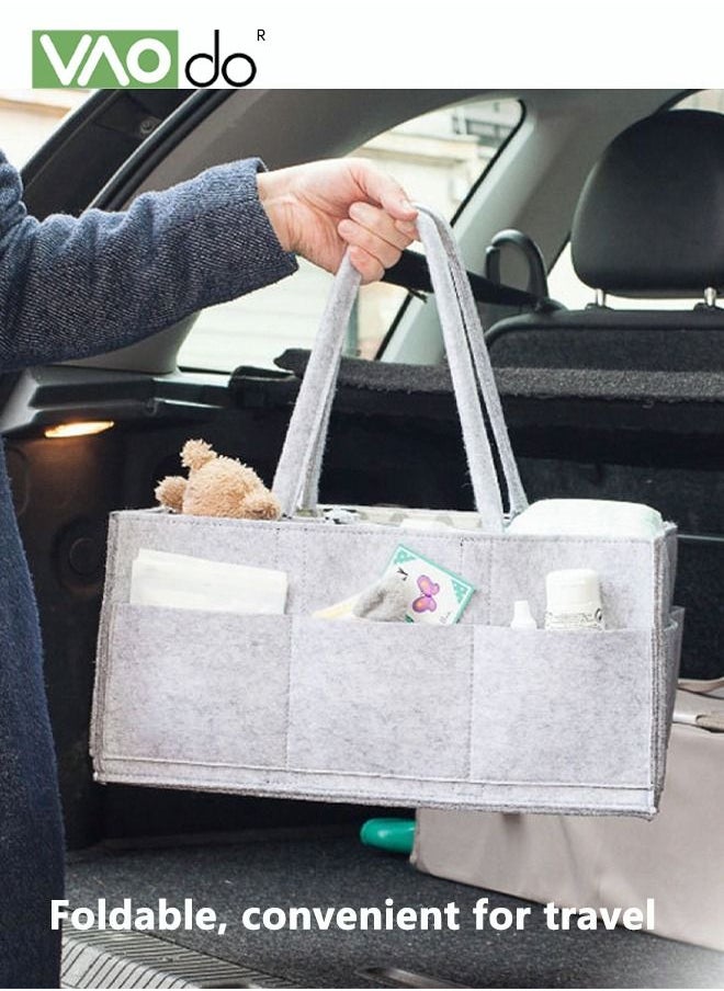 Multifunctional Baby Diaper Caddy Organizer Felt Storage Bag