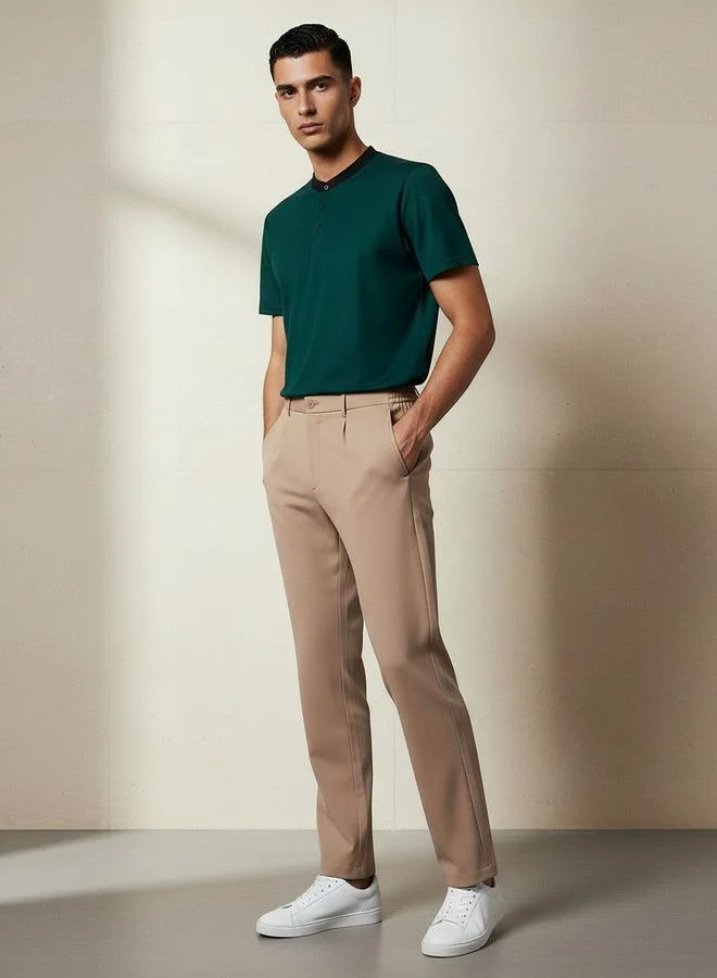 ايكونيك Iconic Regular Fit Pleated Trousers