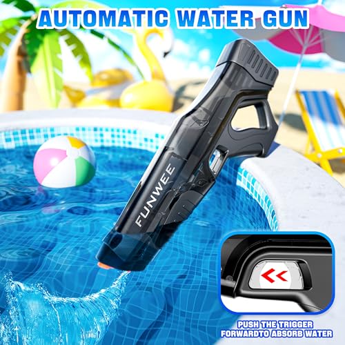 Funwee Electric Water Guns for Adults Kids Automatic Water Reload Shooting Over 250 Blasts Water Blaster Squirt Gun Up to 32 FT Long Range Summer Beach Pool Backyard Outdoor Toys BlackBlue - Image 5