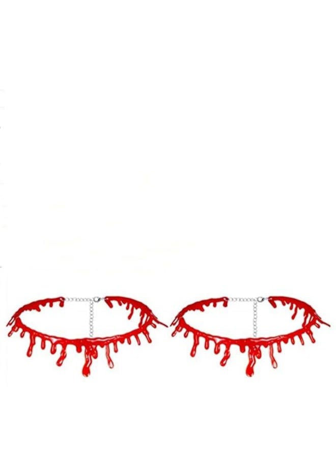Sisadodo Halloween Costumes for Women Girls Blood Choker Necklace Blood Drip Necklace Halloween Decorations Gifts Halloween Vampire Necklace Accessories 2pcs - Image 1
