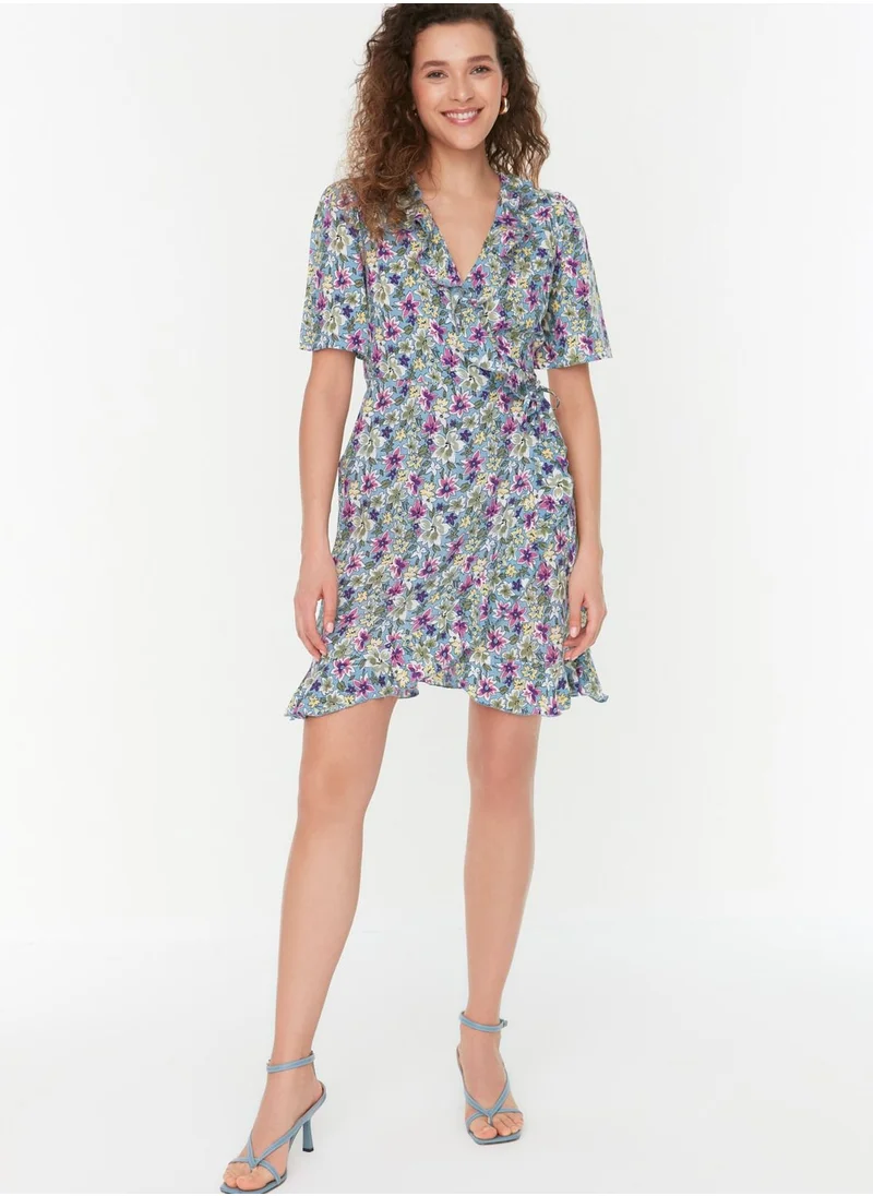 trendyol Floral Print Ruffle Hem Dress