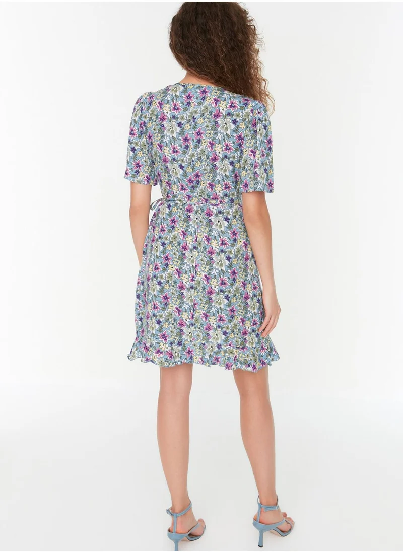 trendyol Floral Print Ruffle Hem Dress