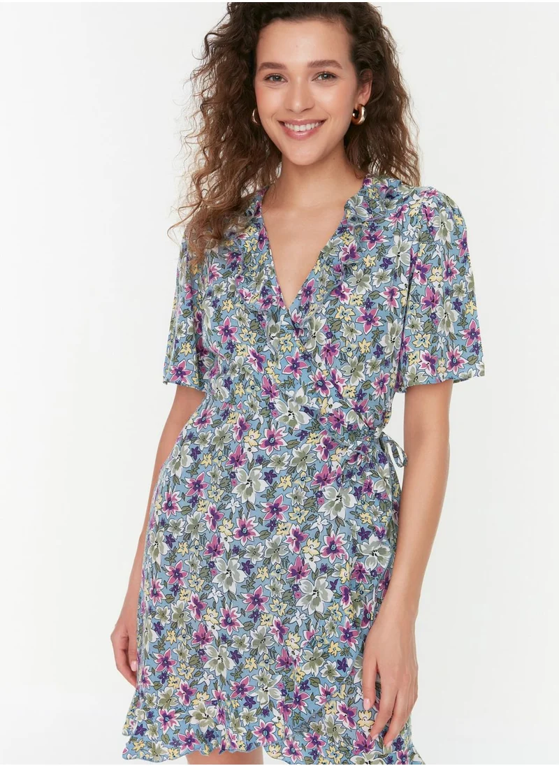 trendyol Floral Print Ruffle Hem Dress