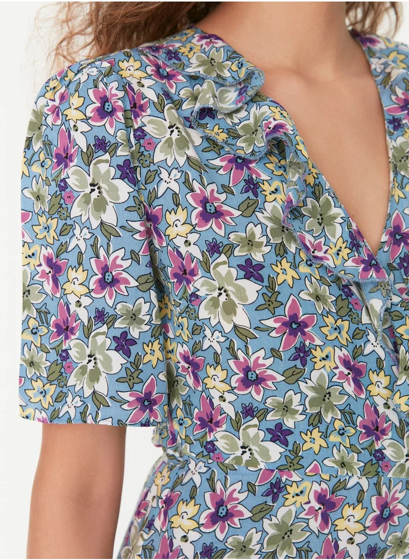 trendyol Floral Print Ruffle Hem Dress