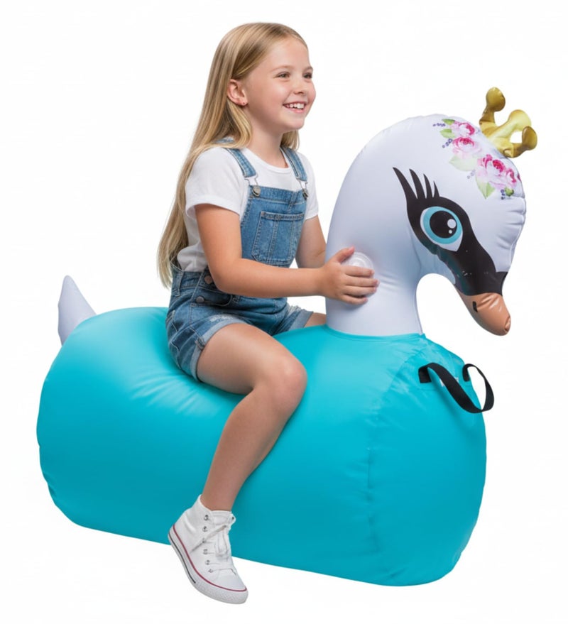 Waddle Hip Hoppers Large Bouncy Hopper Inflatable Hopping Animal Bouncer Ride On Toys Easy Grip Stable Base Outdoor Indoor Animal Hopper Toy Supports Up to 250 Lbs Ages 5 and Up Swan - Image 3