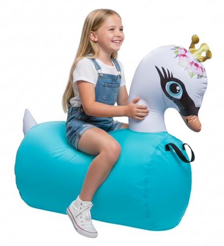 Waddle Hip Hoppers Large Bouncy Hopper Inflatable Hopping Animal Bouncer Ride On Toys Easy Grip Stable Base Outdoor Indoor Animal Hopper Toy Supports Up to 250 Lbs Ages 5 and Up Swan - Image 1